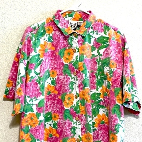 VINTAGE Jacque & KoKo Floral Short Sleeve Button Down Shirt Size 22/24 - Picture 3 of 10